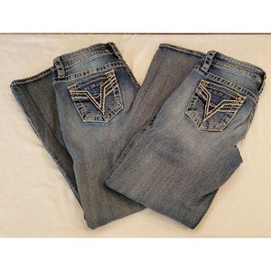 VIGOSS Bootcut Embroidered V Back Pocket Stretch Jeans ~ Sz 2 (2 Pairs)